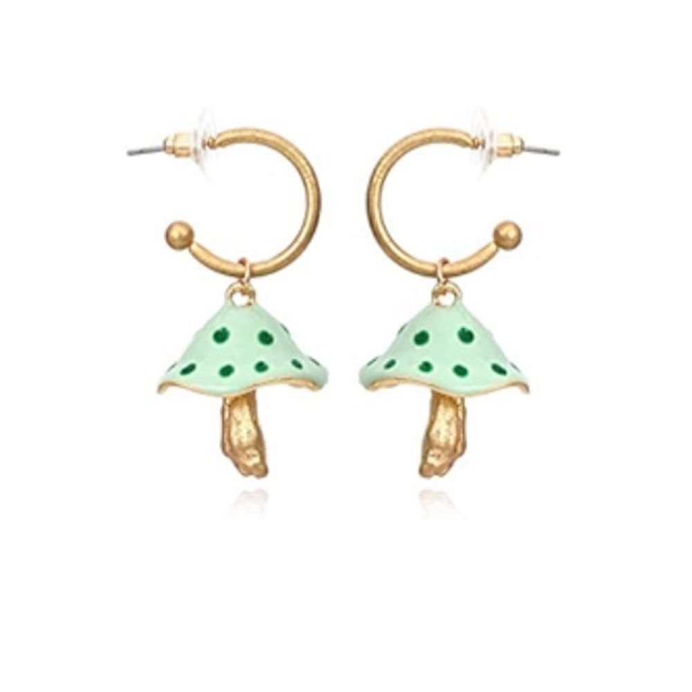 Green mushroom hoop earrings M184